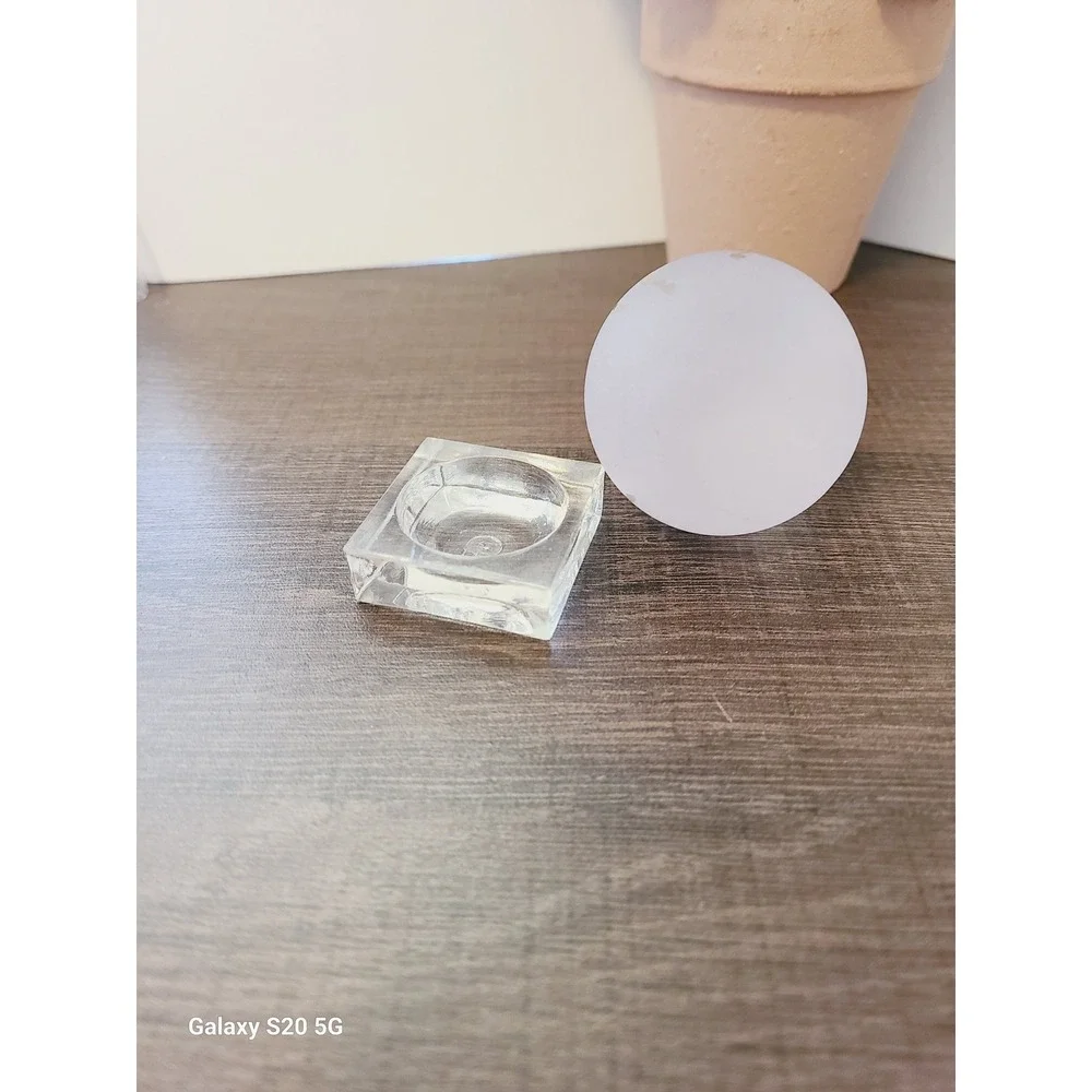 Frosted Glass Unicorn Etched Egg‎ Figurine with Clear Square Display Stand